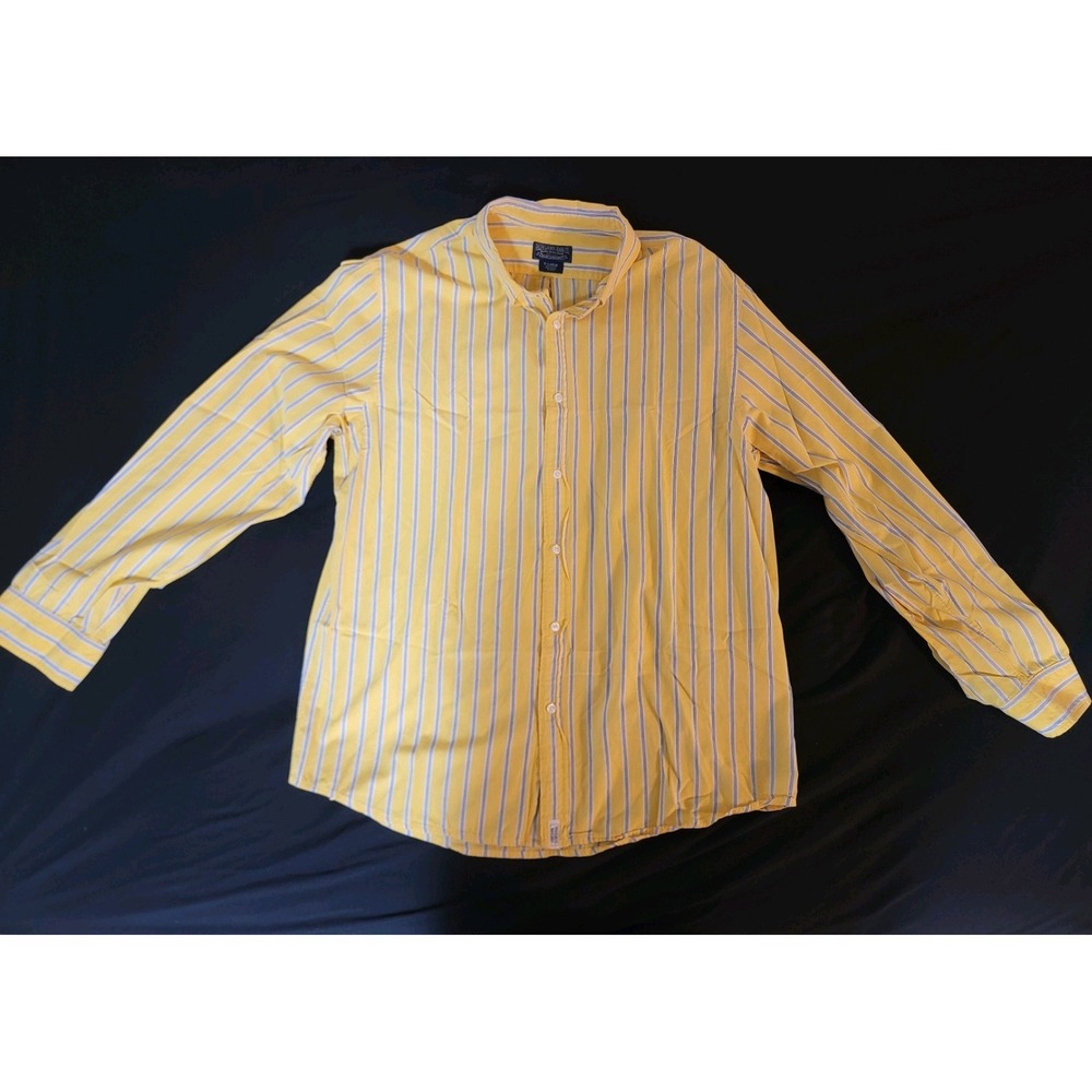 Ralph Lauren Jeans Co. Mens Button Down Long Sleeve Shirt Yellow Blue Sz XL